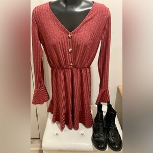 Chic Burgundy Ruffle Dress